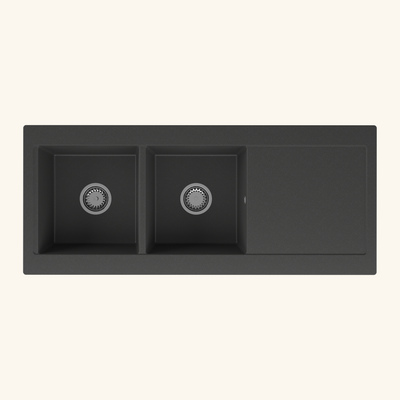 Évier granit noir Kümbad YUNA 2 bacs 1 égouttoir
