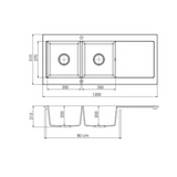 Évier granit blanc Kümbad YUNA 2 bacs 1 égouttoir