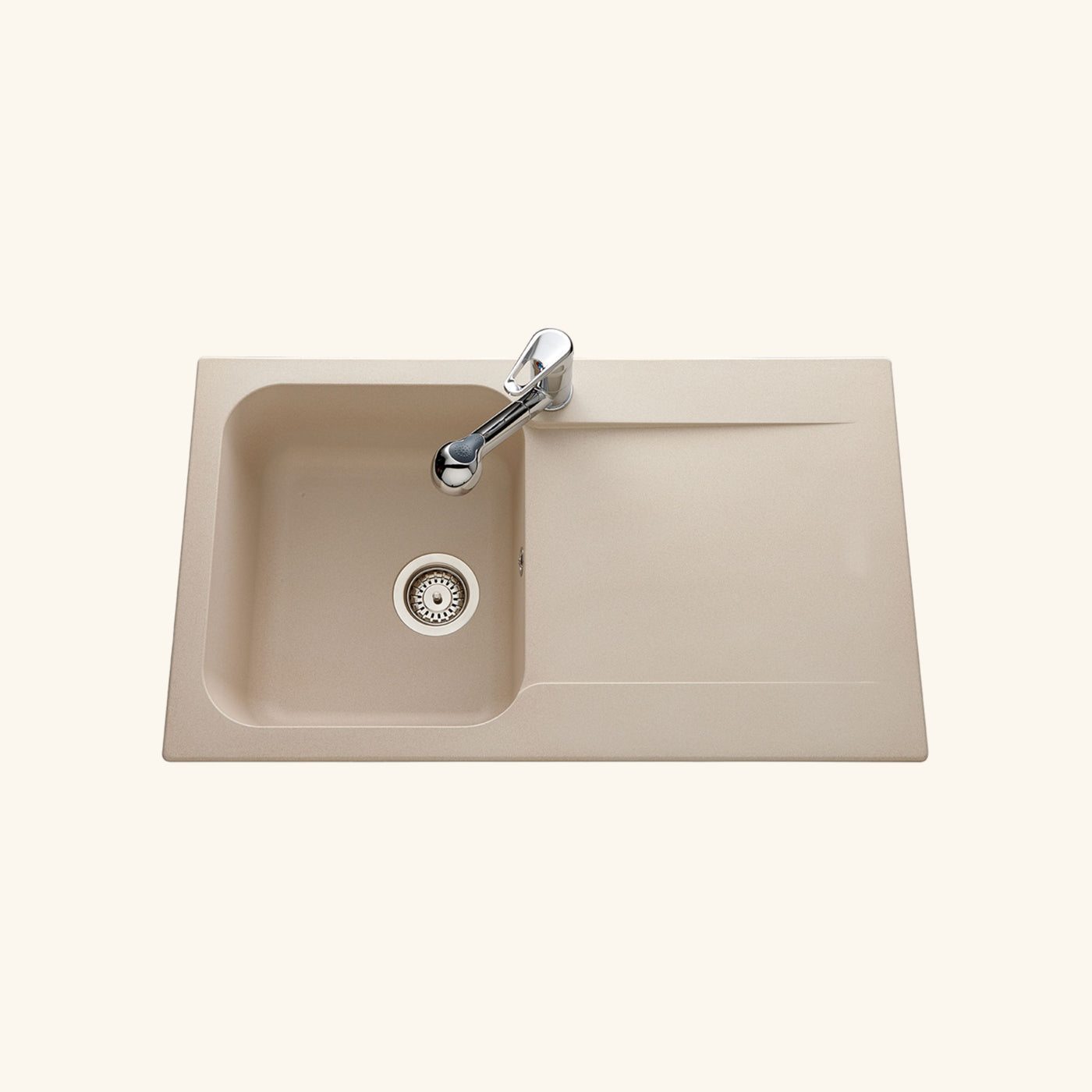 Évier résine beige moucheté Ewi ZIGGY 1 bac 1 égouttoir
