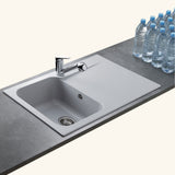 Évier résine gris clair Ewi ZIGGY 1 bac 1 égouttoir