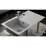 Évier résine gris clair Ewi ZIGGY 1 bac 1 égouttoir