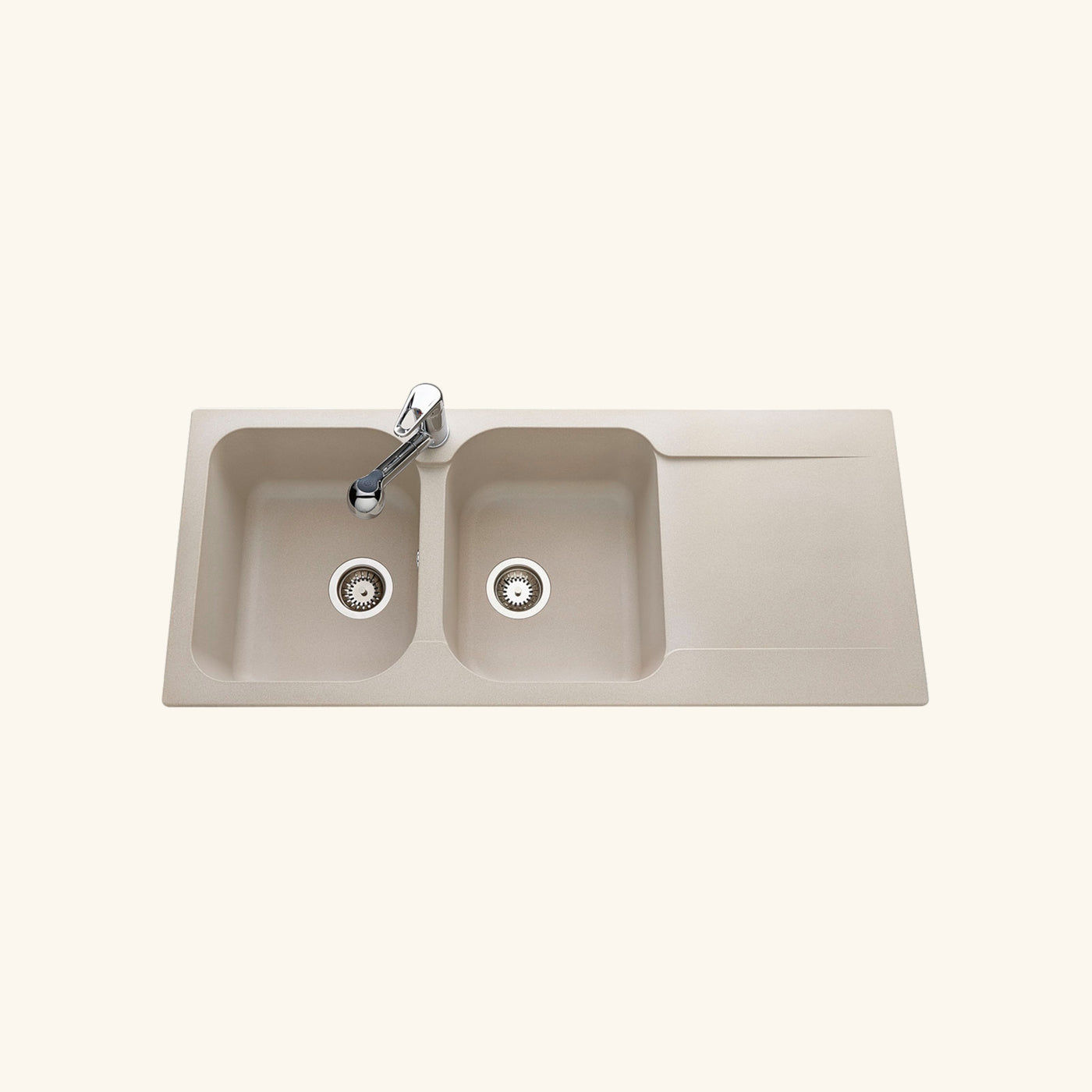 Évier résine beige moucheté Ewi ZIGGY 2 bacs 1 égouttoir