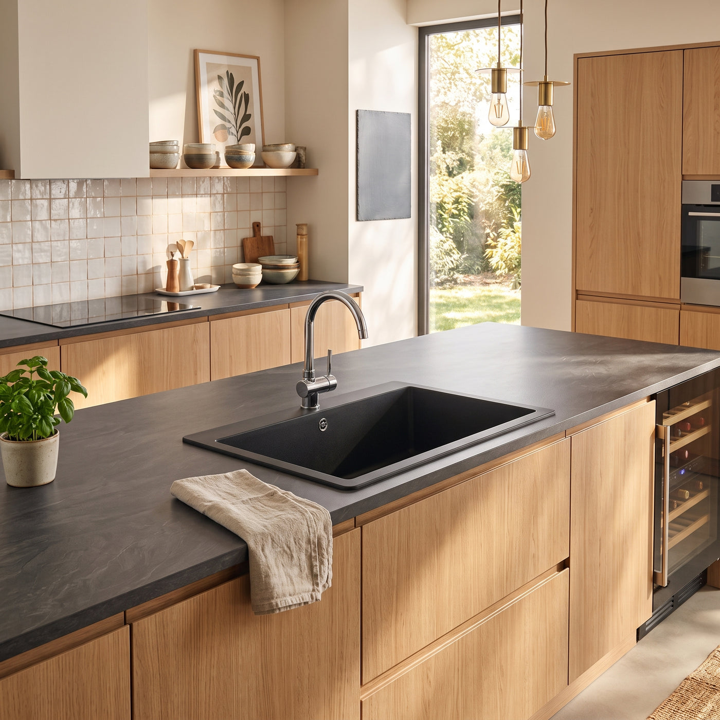 Évier granit noir Schock ZINA 1 grand bac 838x530