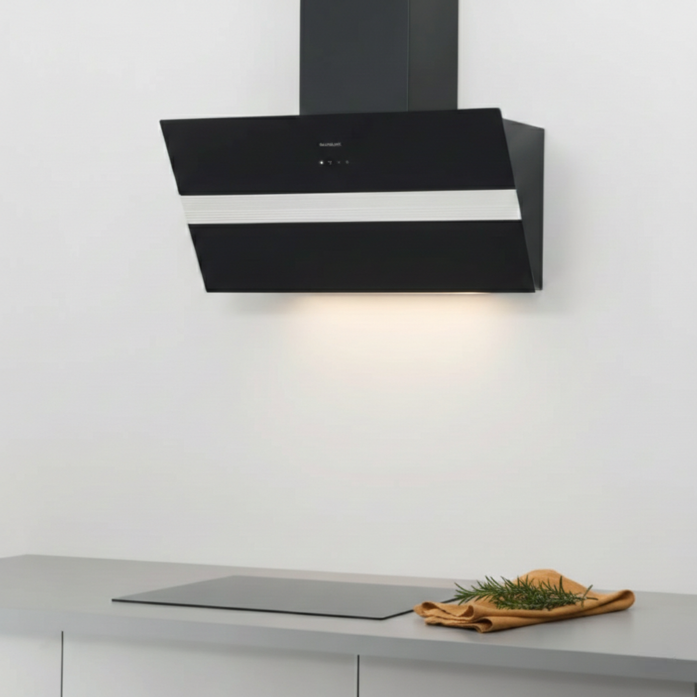 Hotte cuisine verticale Silverline ART verre noir 90 cm