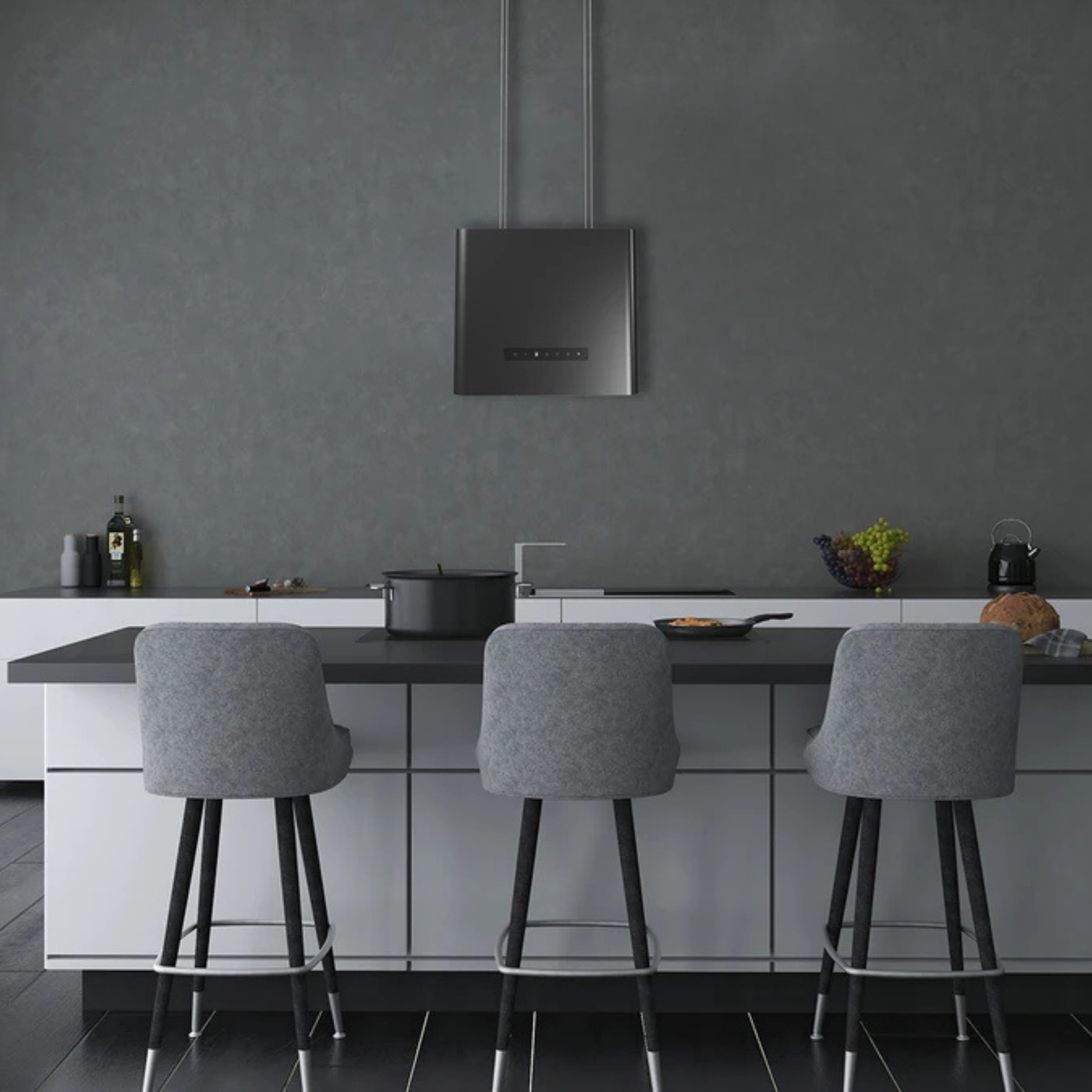 Hotte cuisine Silverline suspendue BRAGA noir 40 cm