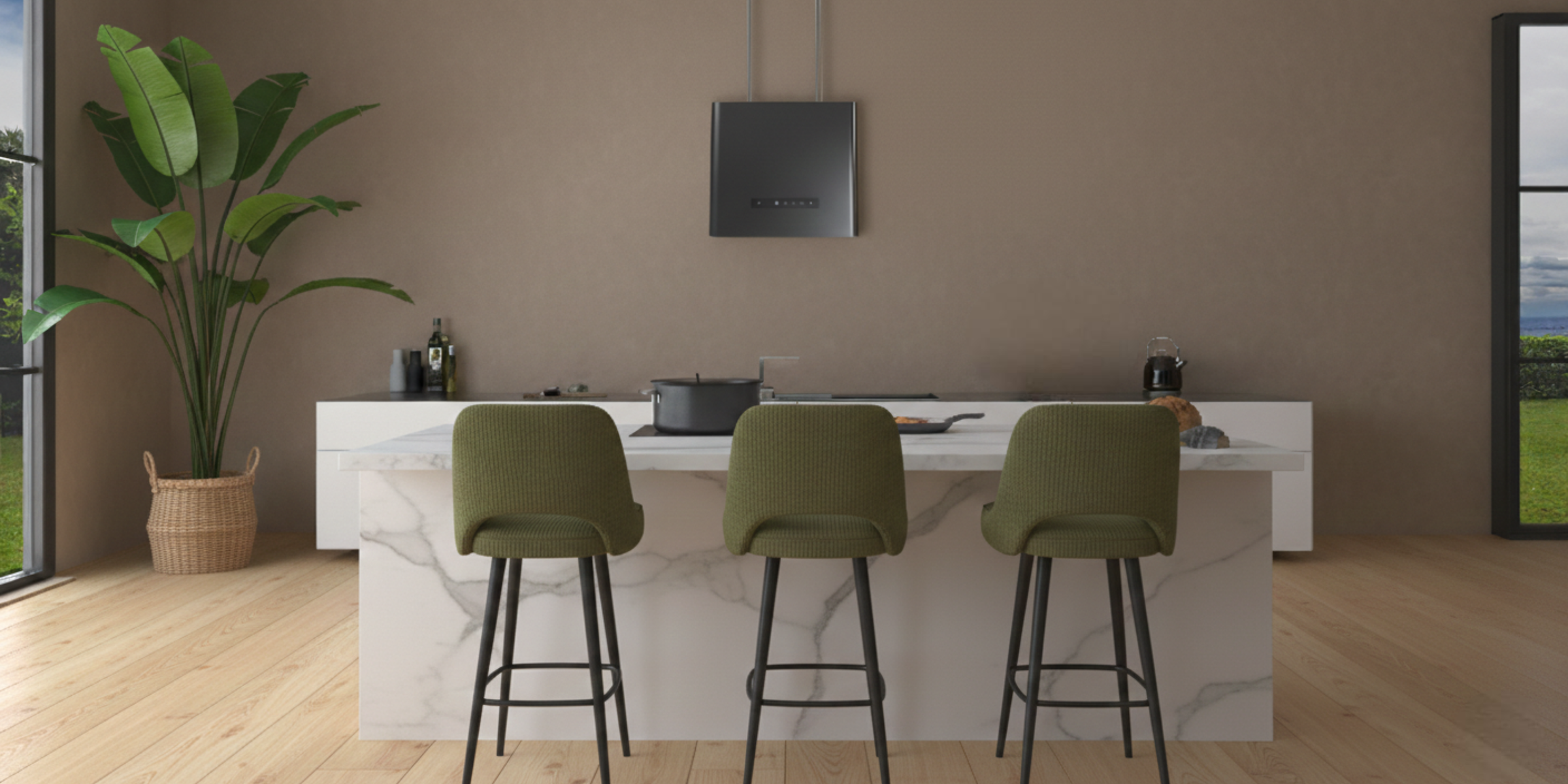Hotte suspendue Silverline BRAGA noire 40 cm, installation compacte avec puissance d’aspiration optimale pour les cuisines.
