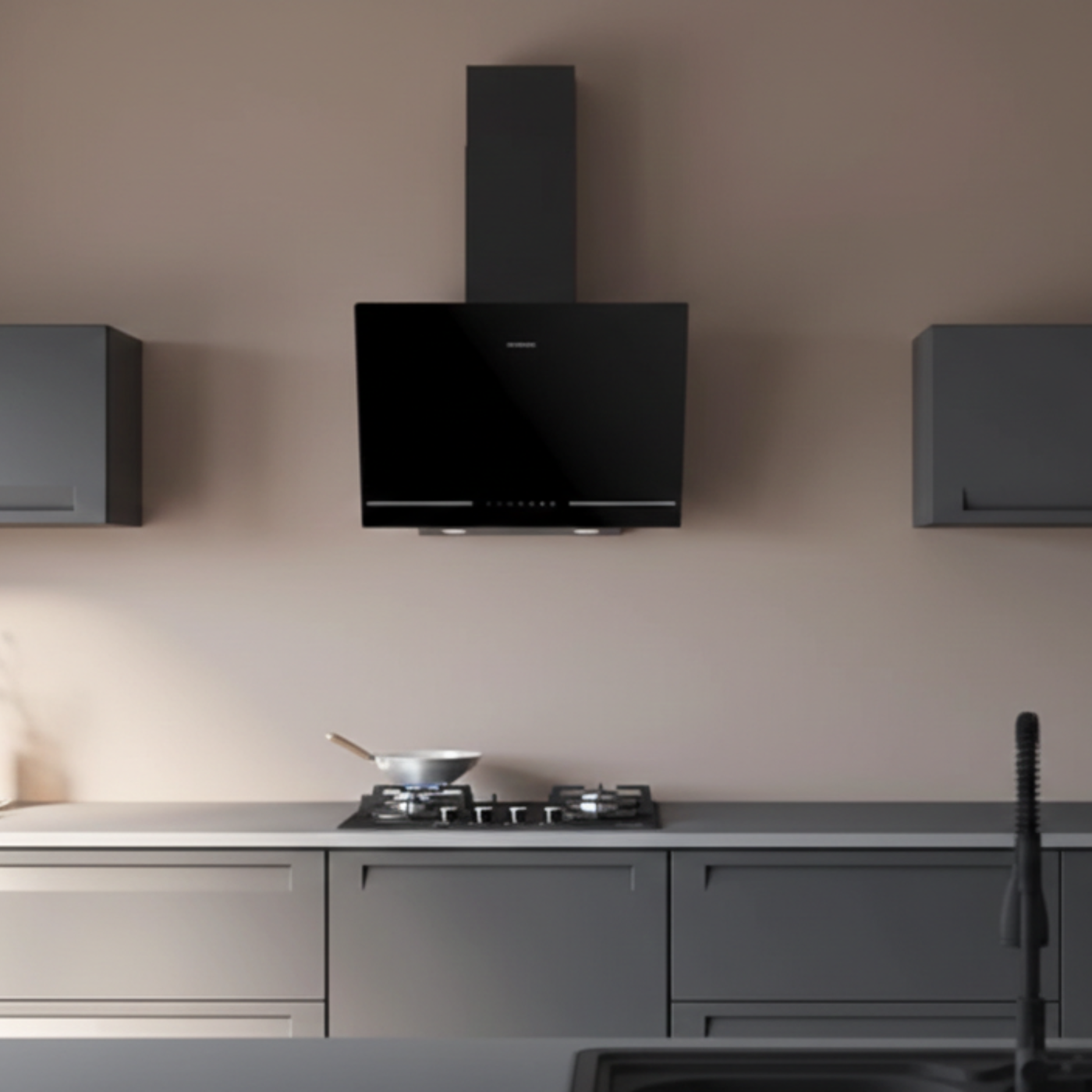 Hotte cuisine murale Silverline EVORA noire connectée 90 cm