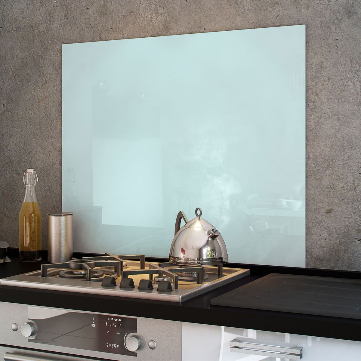Crédence cuisine fond de hotte verre brillant - Blanc 900x700 mm