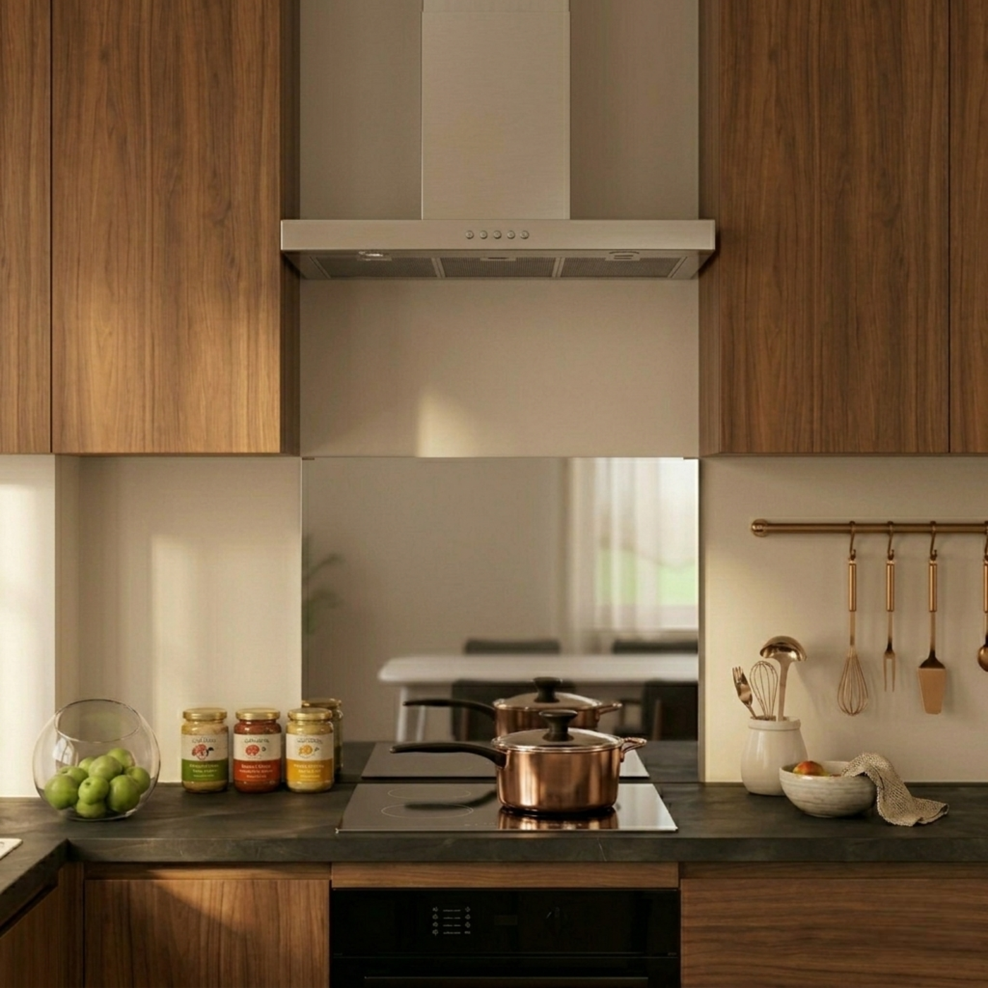 Crédence cuisine fond de hotte verre Premium - Miroir l 90 x H 70 cm