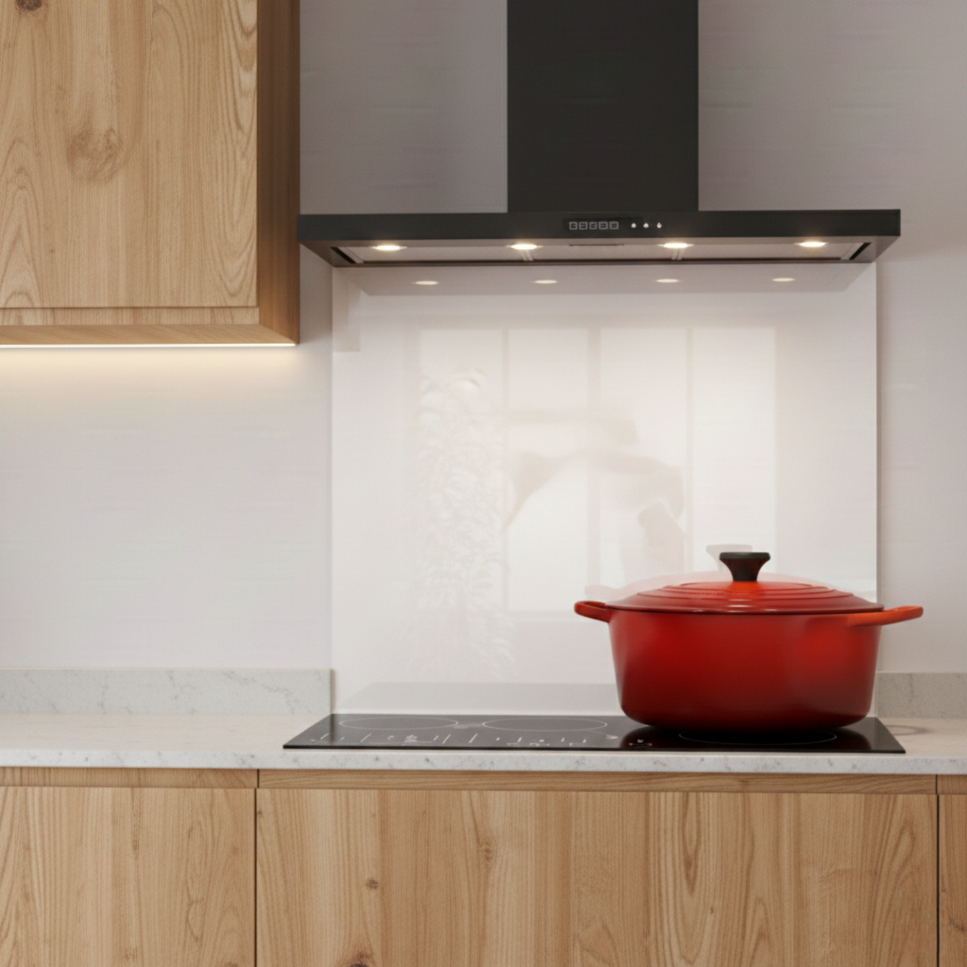 Crédence cuisine fond de hotte verre Premium - Blanc l 90 x H 70 cm