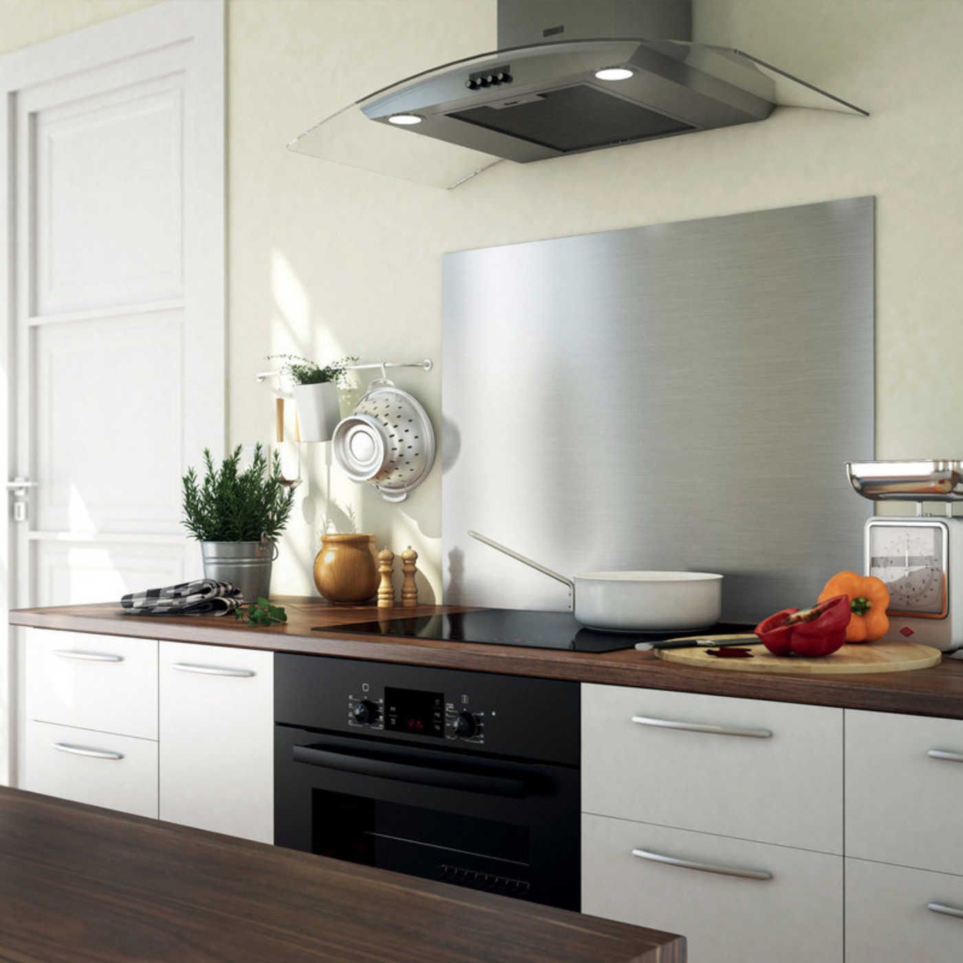 Crédence cuisine fond de hotte Inox - l 90 x H 70 cm