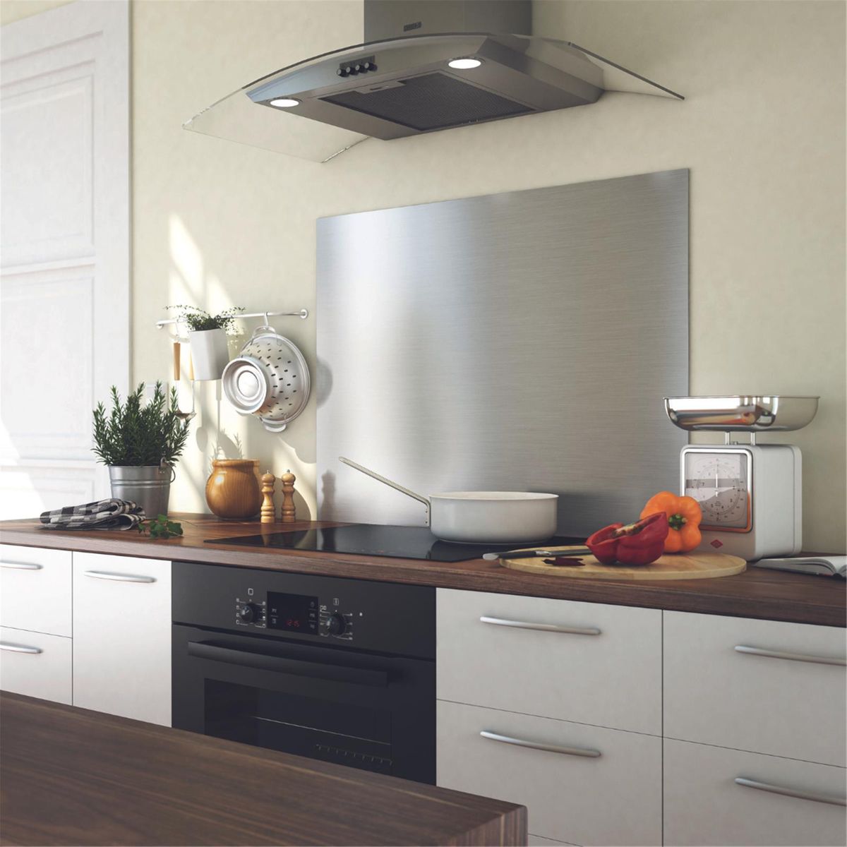 Crédence cuisine fond de hotte Inox - l 80 x H 50 cm
