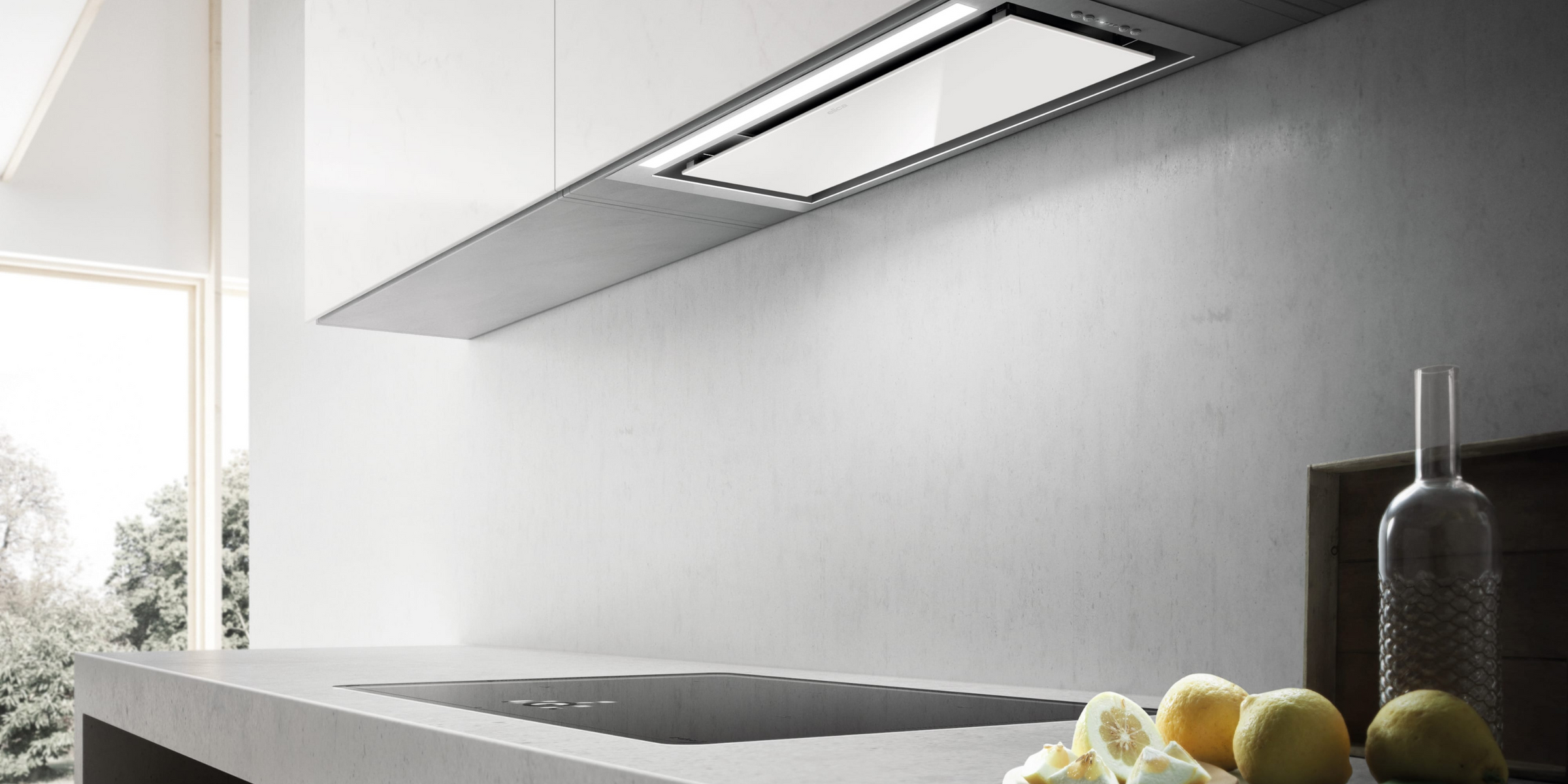 Hotte cuisine Elica encastrable HIDDEN 2.0 verre blanc 90 cm