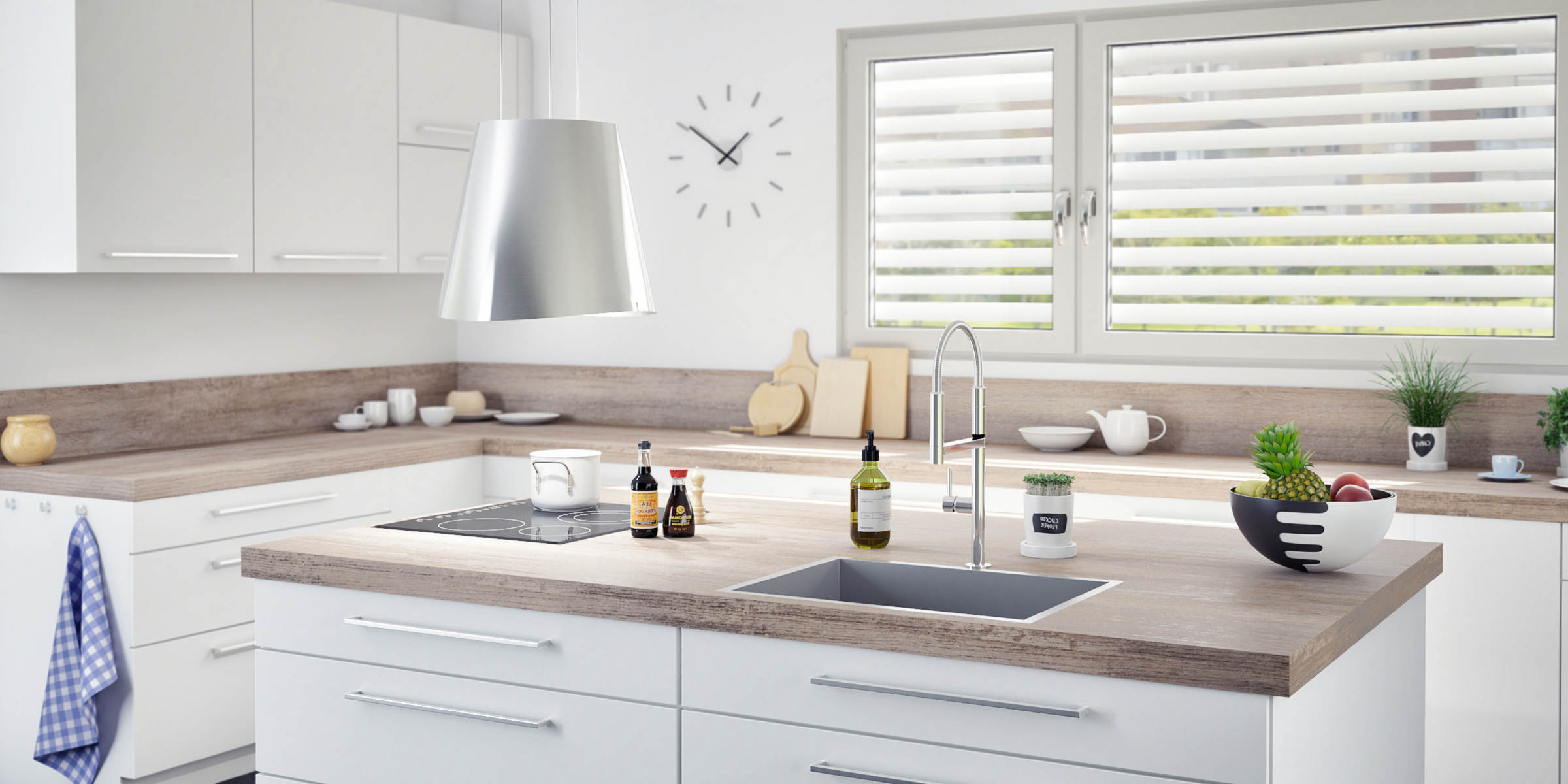 Hotte JUNO inox suspendue 50 cm, nouvelle version avec design raffiné.