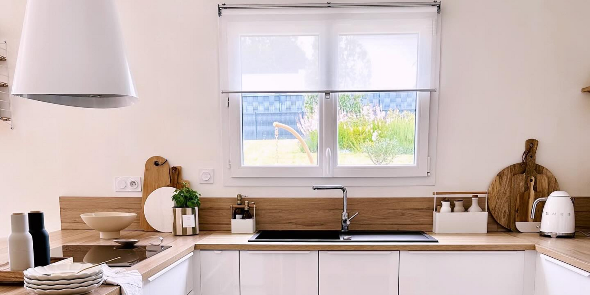 Hotte cuisine Elica suspendue inox blanc JUNO 50 cm - Nouvelle version pour une cuisine aménagée