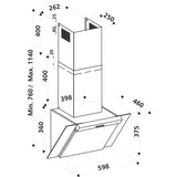 Hotte cuisine murale Silverline KIM inox et verre noir 60 cm
