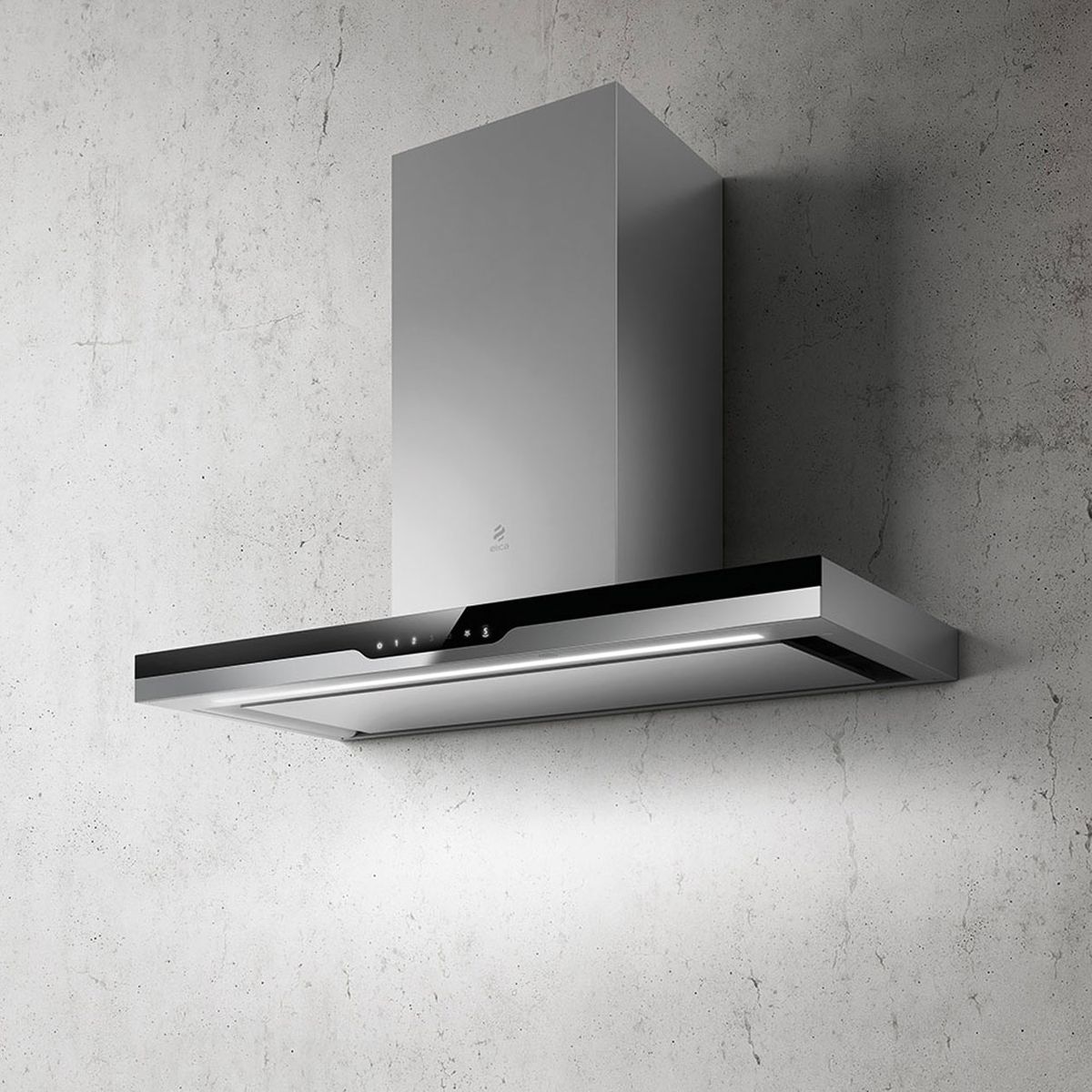 Hotte cuisine murale Elica METEORITE inox et verre noir 90 cm