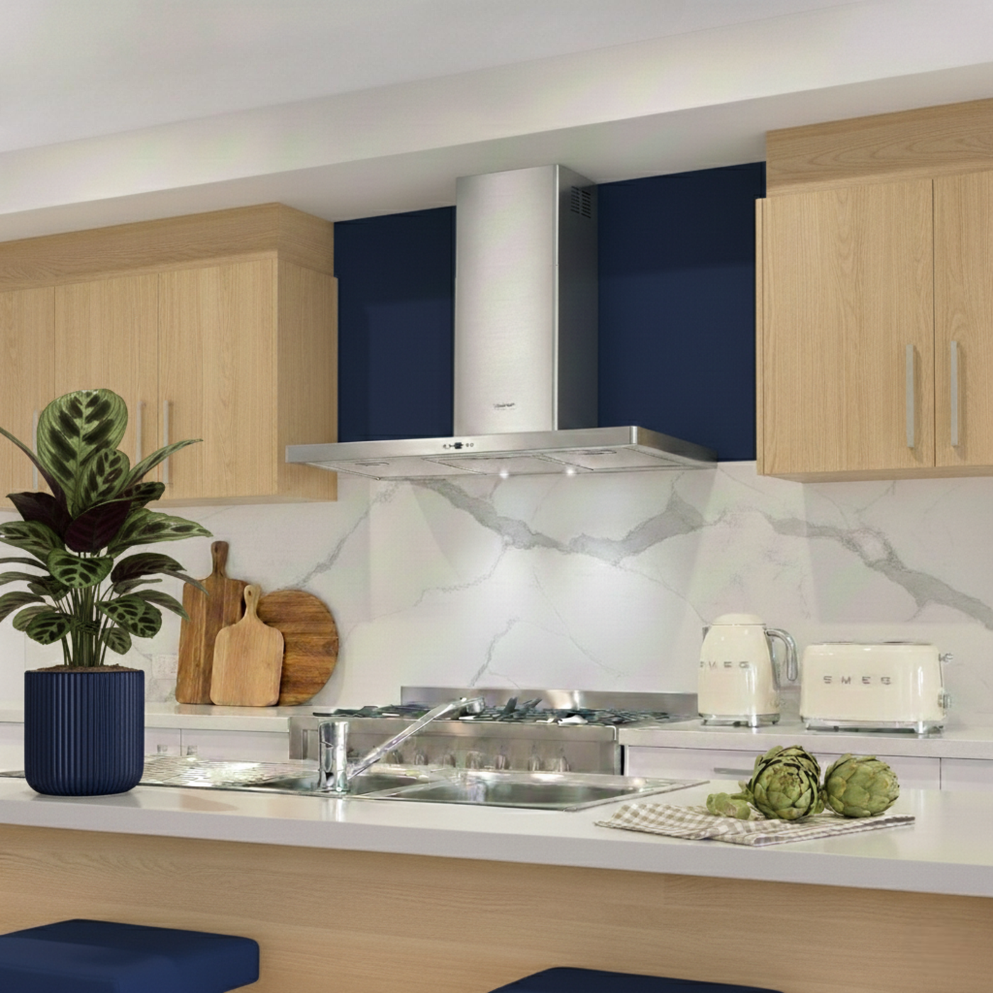 Hotte cuisine Silverline murale OPALE inox 90 cm