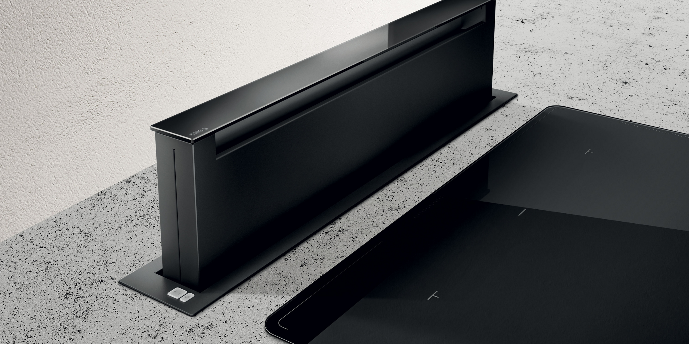 Hotte PANDORA escamotable noir 90 cm, version recyclage ultra-discrète.