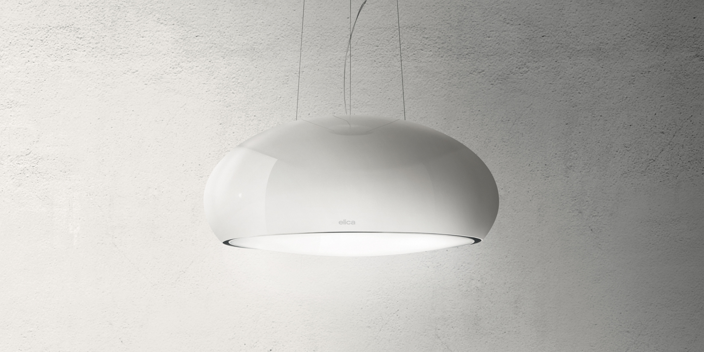 Hotte cuisine Elica suspendue SEASHELL blanc brillant 80 cm, design suspendu élégant, idéale pour cuisine chic