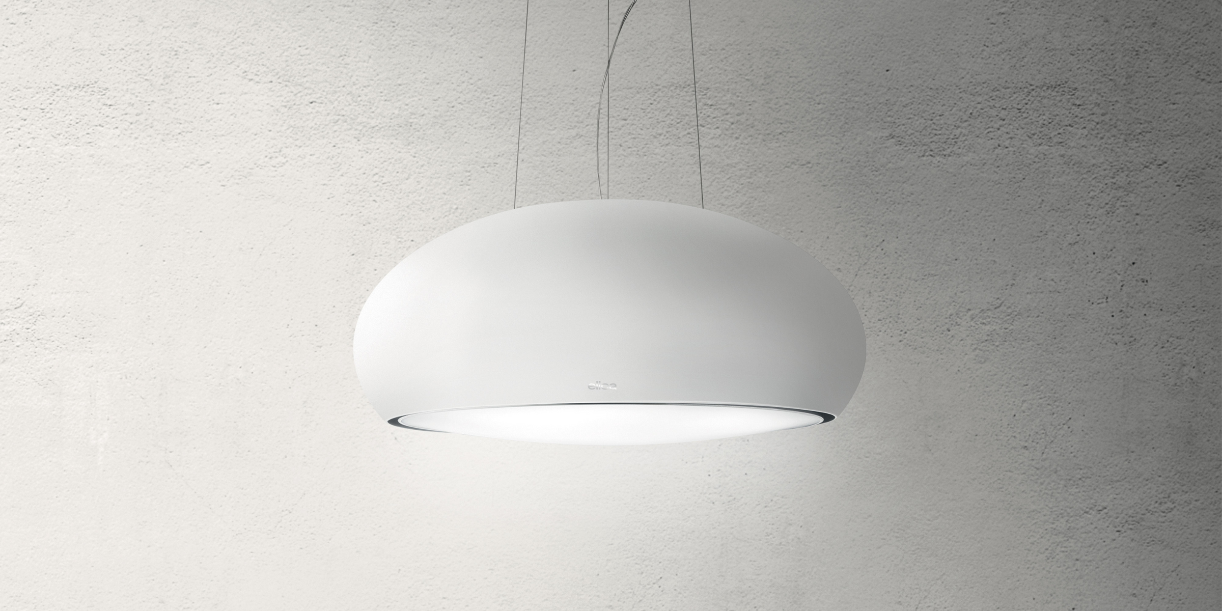 Hotte Elica suspendue SEASHELL blanc mat 80 cm, design épuré, puissante et silencieuse pour cuisine moderne