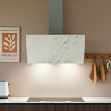 Hotte cuisine murale Silverline STRONG céramique blanc marbré 80 cm