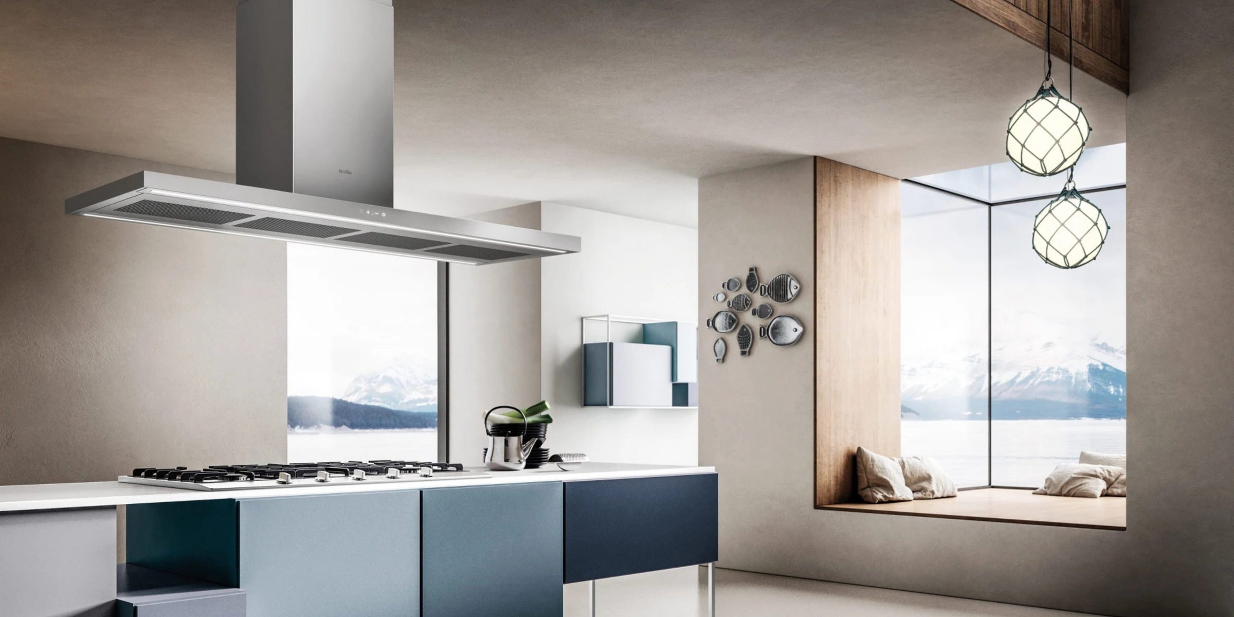 Hotte cuisine Elica îlot THIN ISLAND inox 120cm