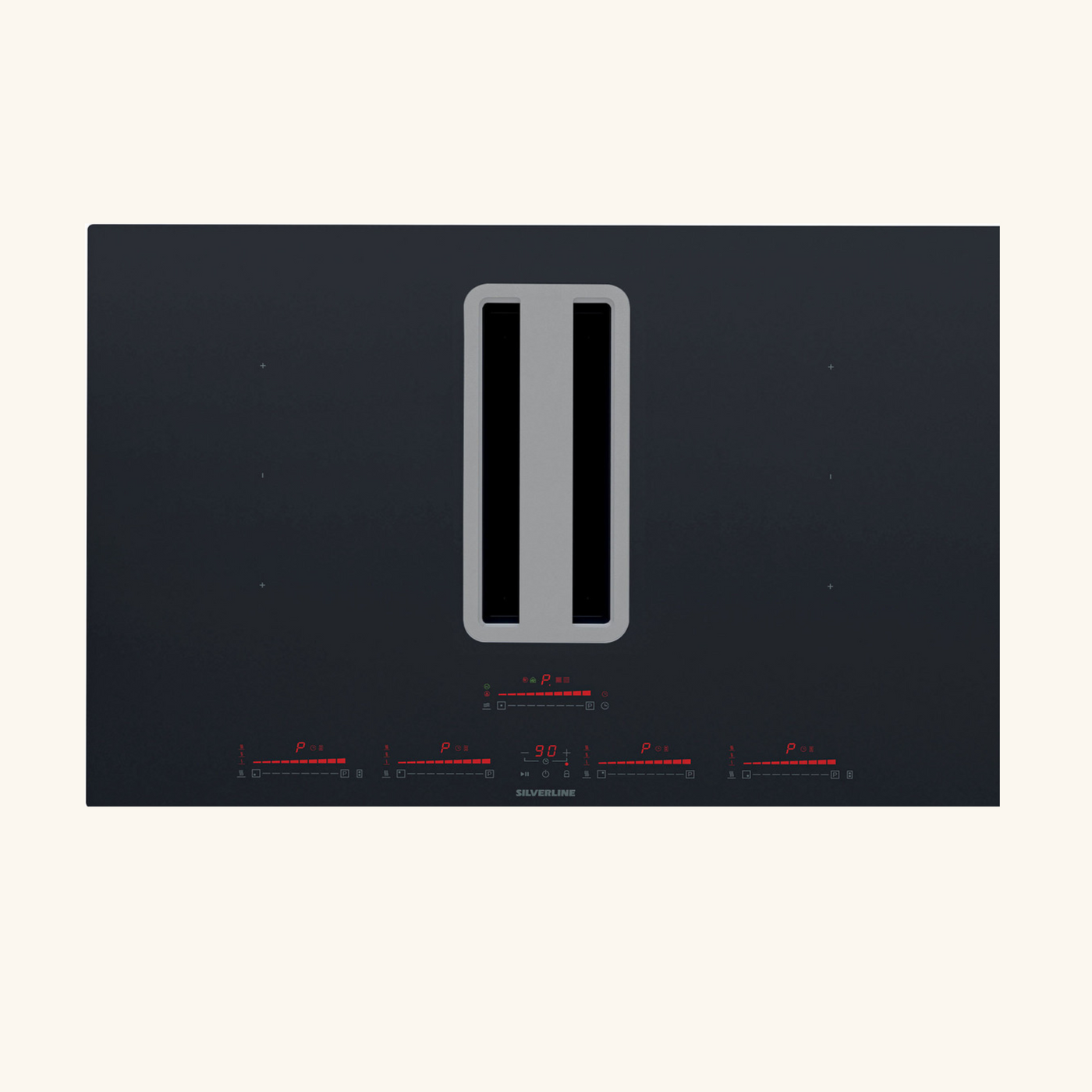 Plaque induction avec hotte intégrée Silverline FLOW MAX PRO 78cm noir et inox - évacuation arrière