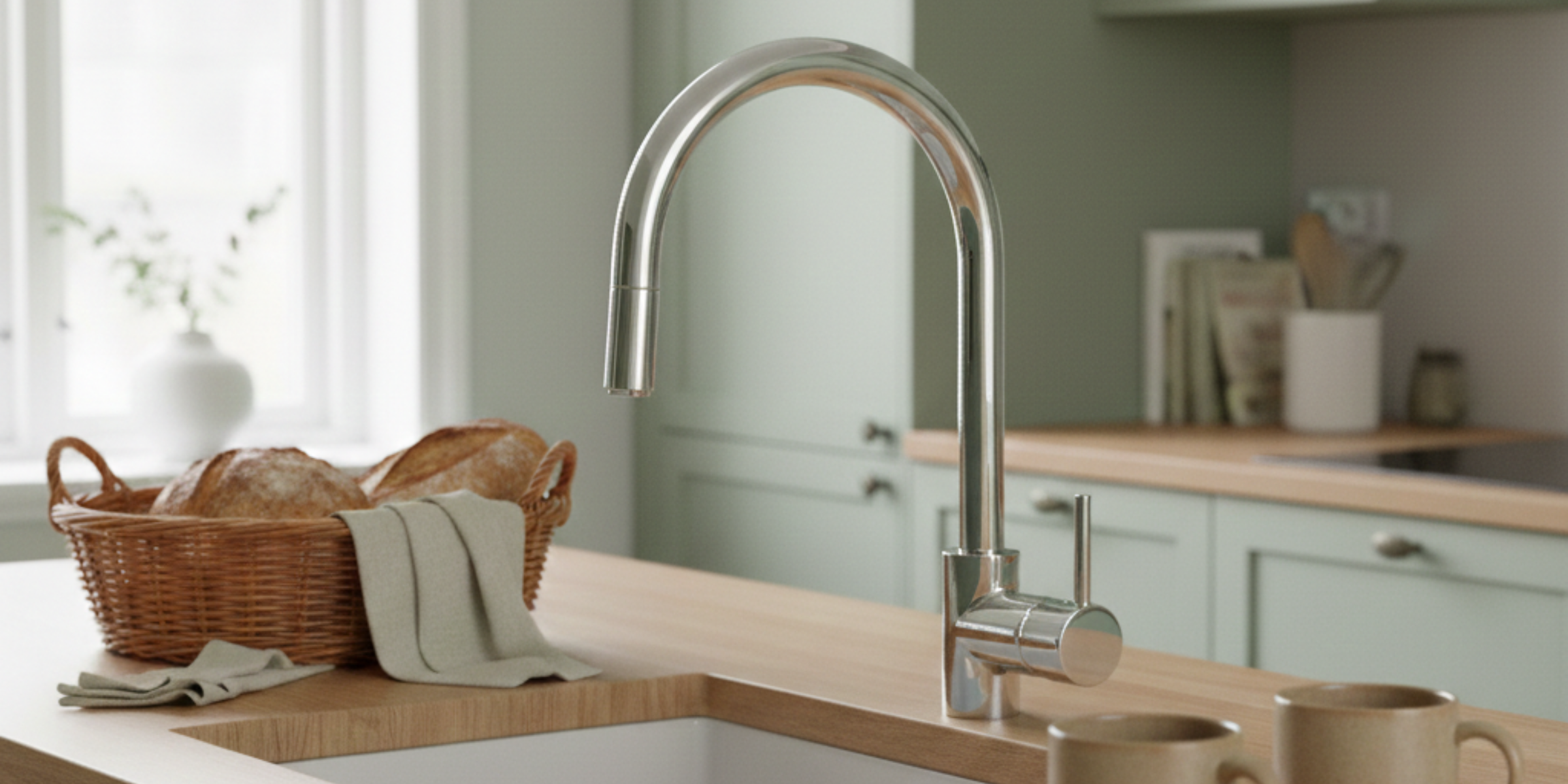 Robinet douchette chromé Luisina LUCAS, brillance durable et bec extractible ergonomique pour un confort optimal à l’évier.