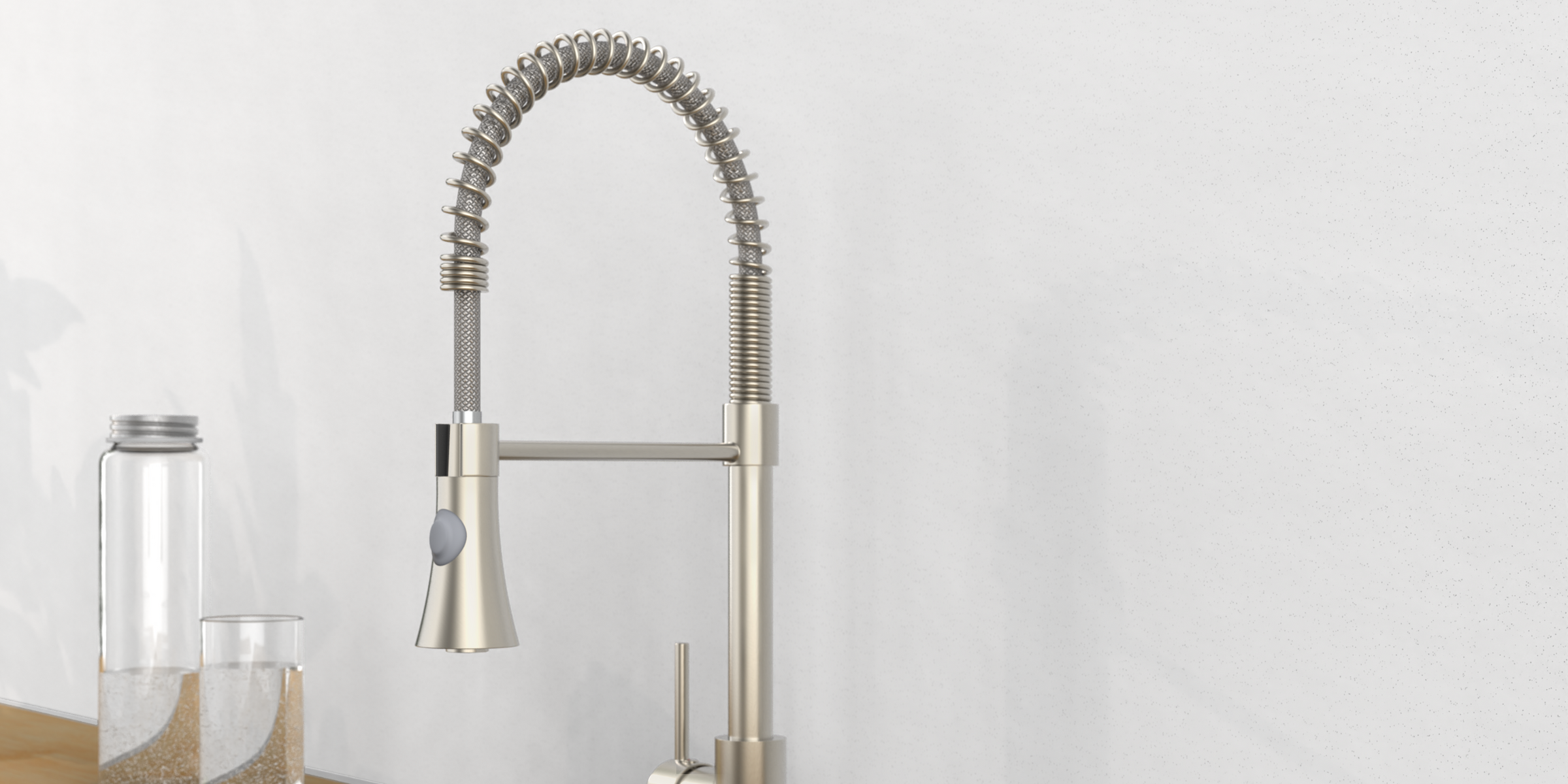 Robinet cuisine douchette inox LEON dans une cuisine moderne
