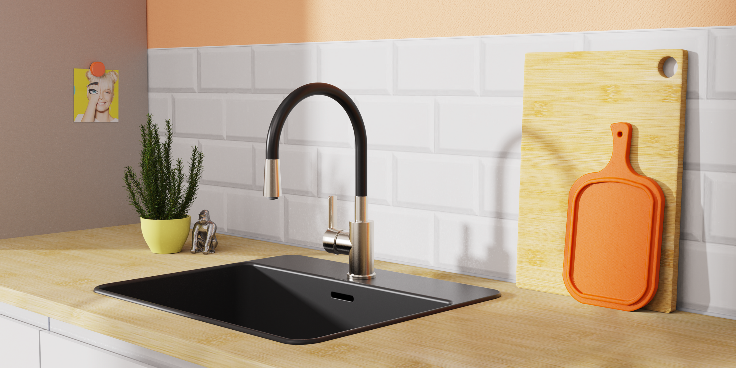 Robinet Eisl FLEXO noir/inox, design contemporain et facilité d’utilisation.