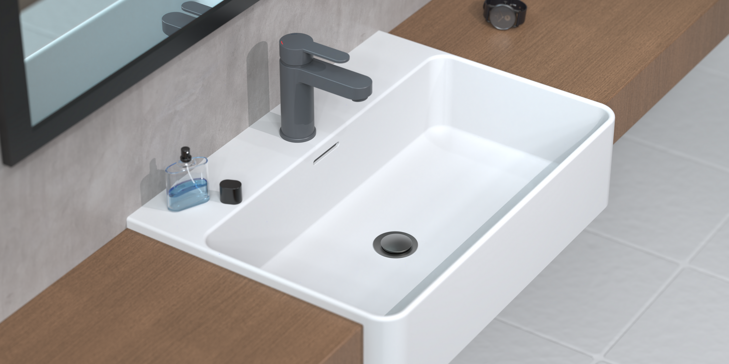 Mitigeur ELEPHANT gris, équilibre parfait entre style et praticité.