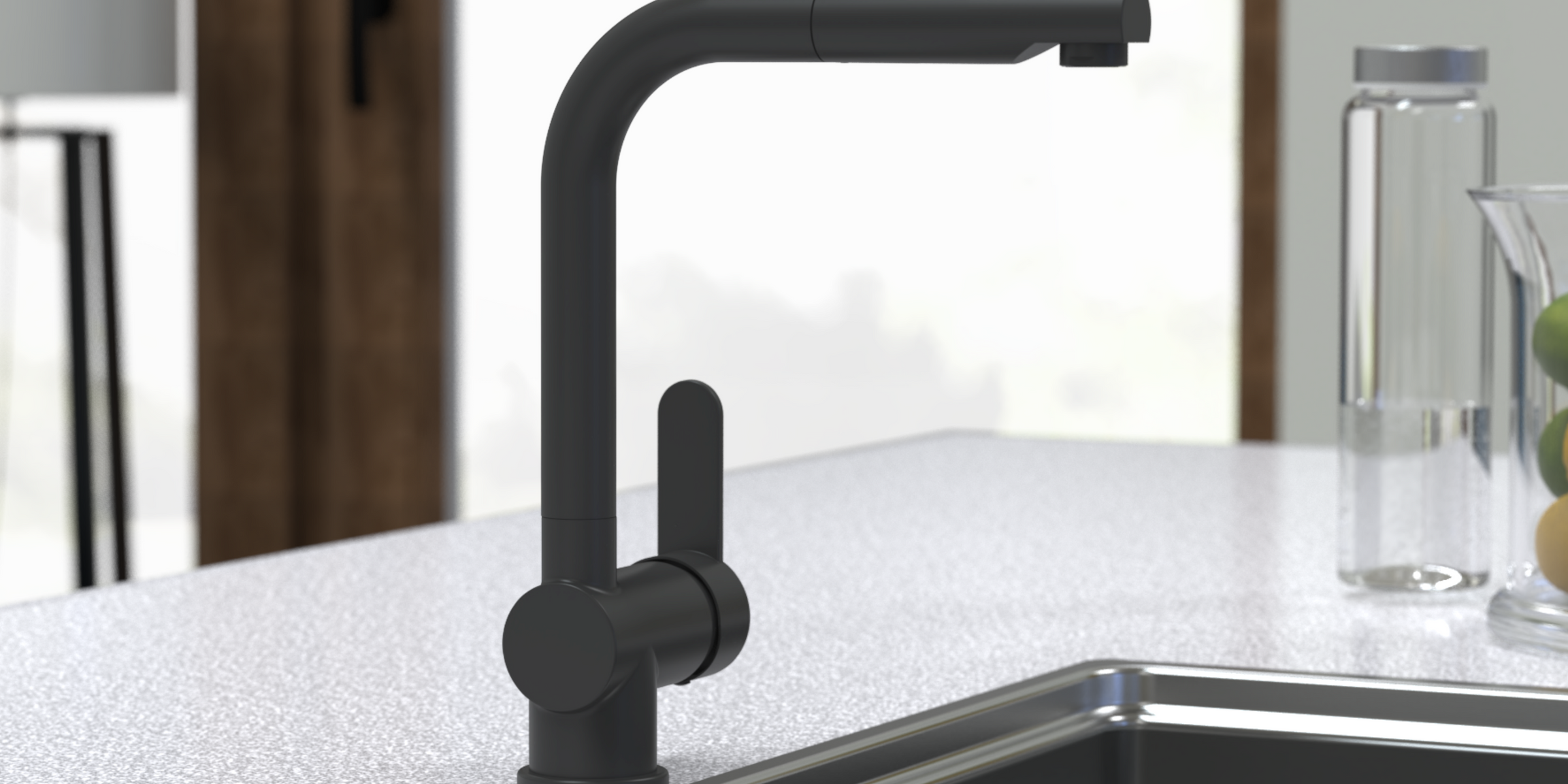 Robinet LONDON Schütte noir mat, design contemporain et facilité d’entretien.