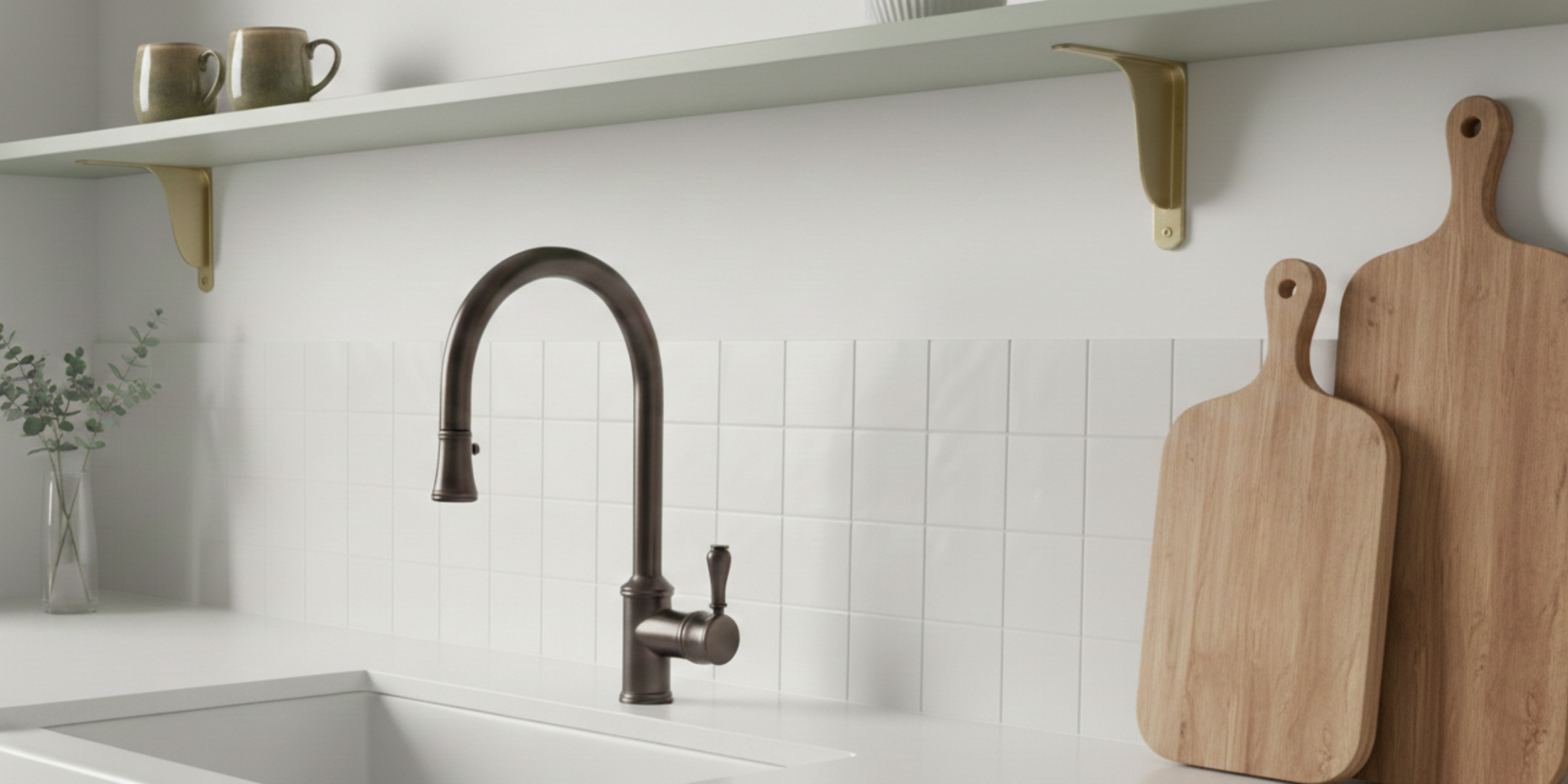 Robinet douchette vintage anthracite Chambord OSCAR, finition texturée et bec extractible pour un espace évier organisé.