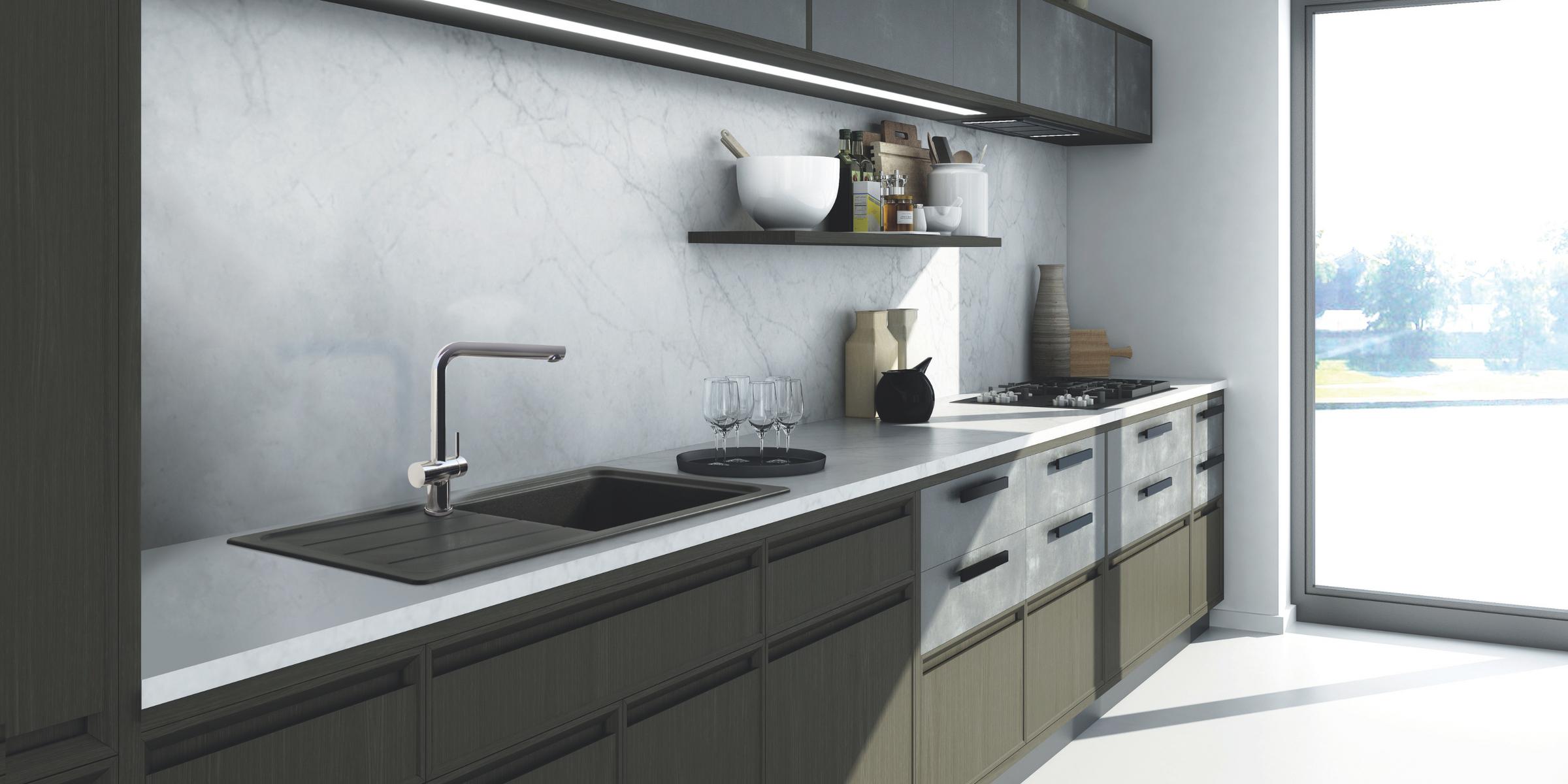 Robinet Douchette Luisina Chromé JACK dans une belle cuisine moderne