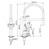 Robinet douchette Luisina inox massif PVD doré MAHÉ