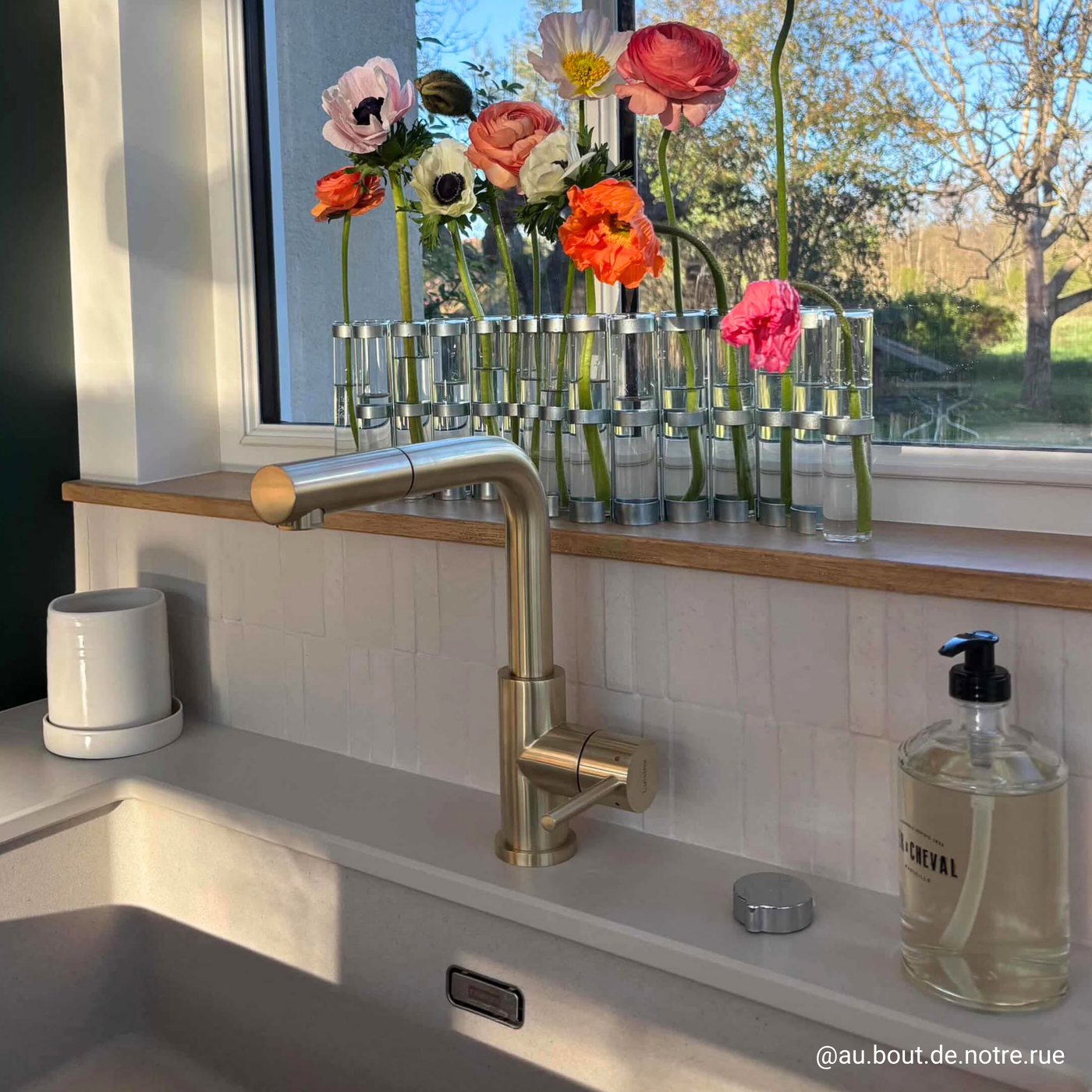 Robinet Douchette Luisina inox massif PVD doré or clair LENA