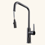 Robinet cuisine douchette Luisina OCTAVE cannelé noir mat