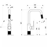 Robinet cuisine douchette Luisina OCTAVE cannelé noir mat
