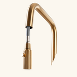 Robinet cuisine douchette Luisina OCTAVE cannelé doré brossé