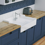 Évier timbre d'office céramique blanc GABIN 1 bac 1 égouttoir