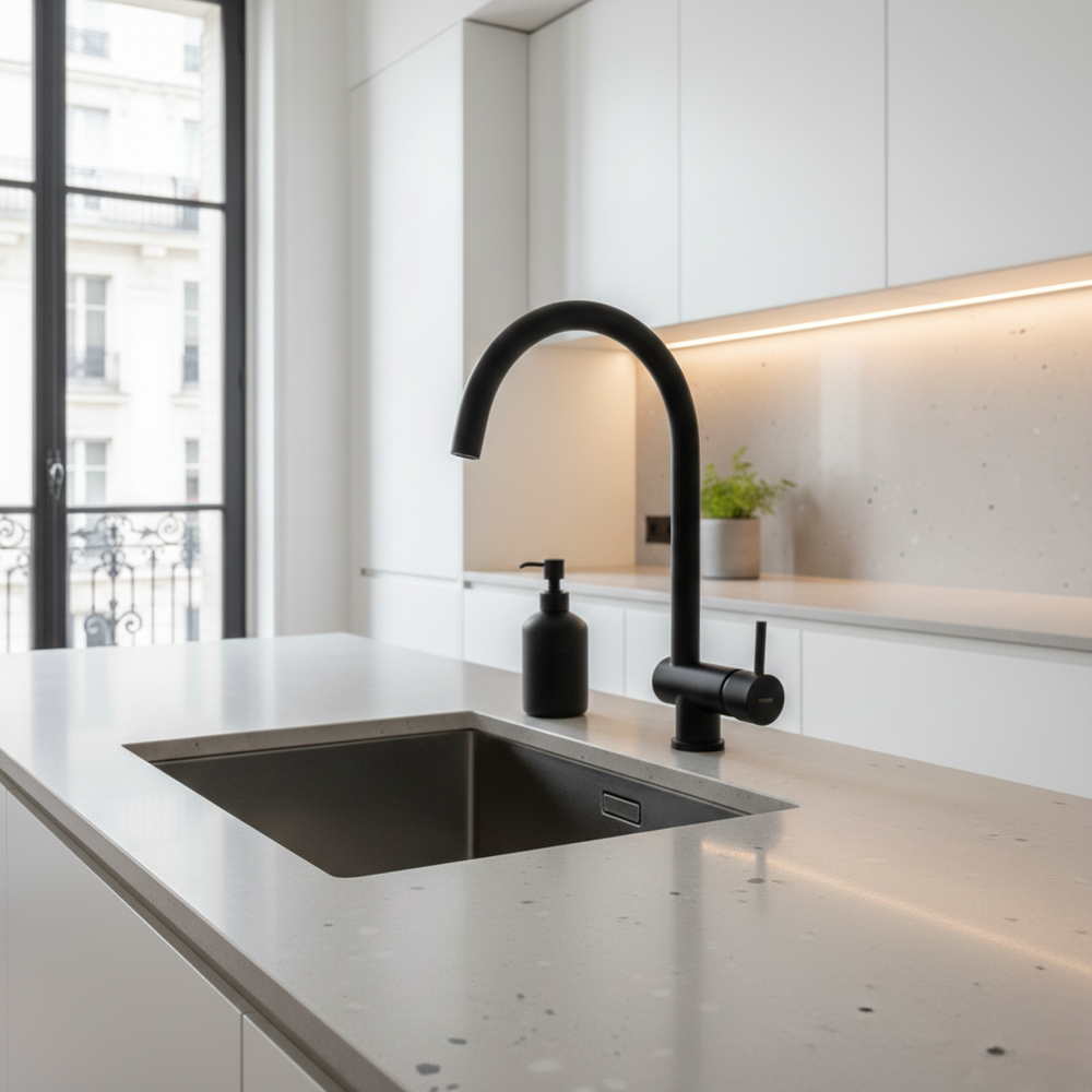 Robinet rabattable Luisina Inox PVD noir mat ACHILLE