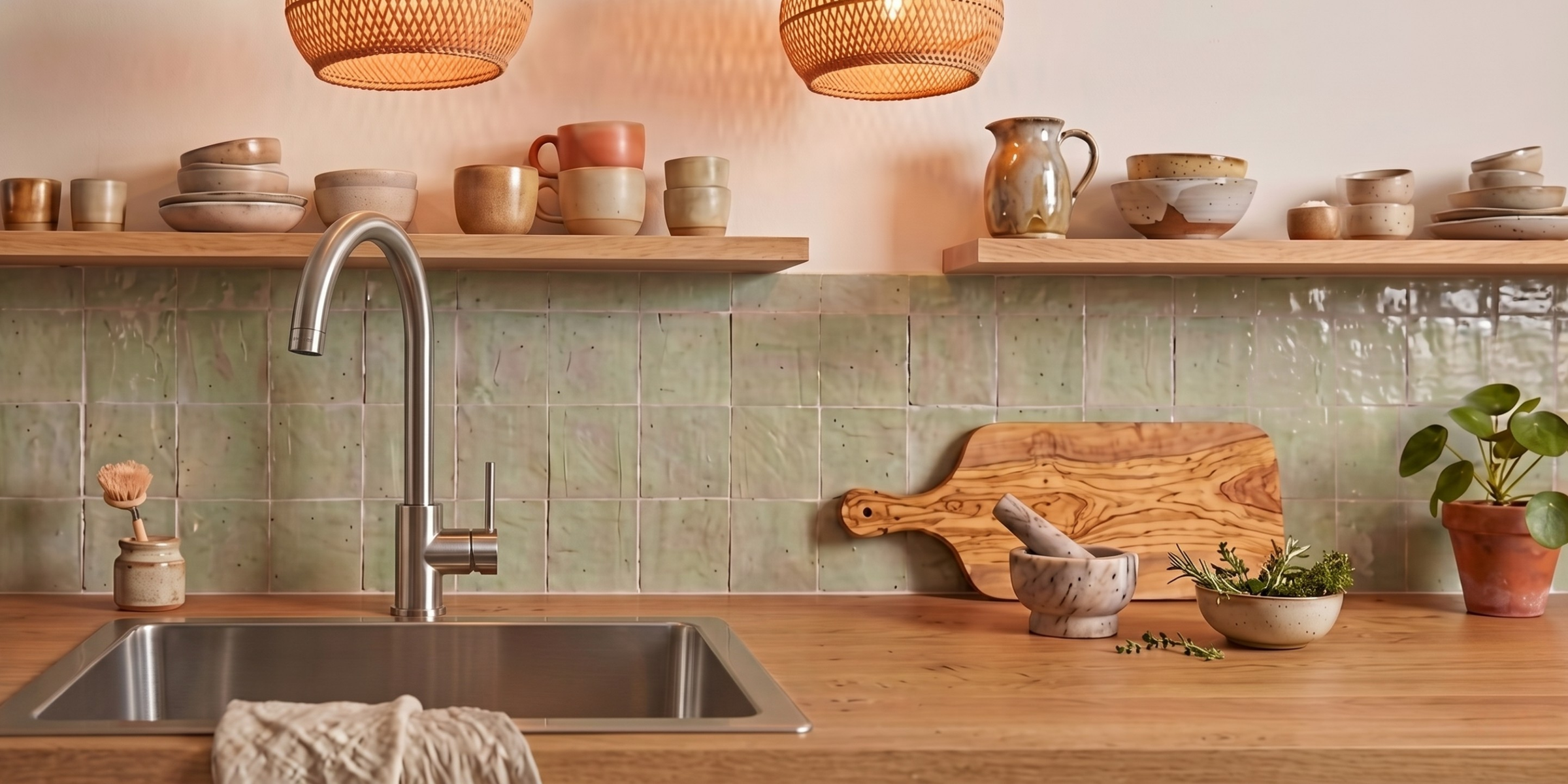 Robinet cuisine Luisina bec pivotant inox RAPHAEL, éclat métallique sobre s'harmonisant avec tout type de décoration chic.
