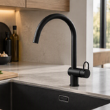 Robinet cuisine noir mat col de cygne NOAM