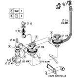 Vidage automatique 2 bacs CUIPD018 pour évier Villeroy & Boch SUWAY PURE - Siphon gain de place