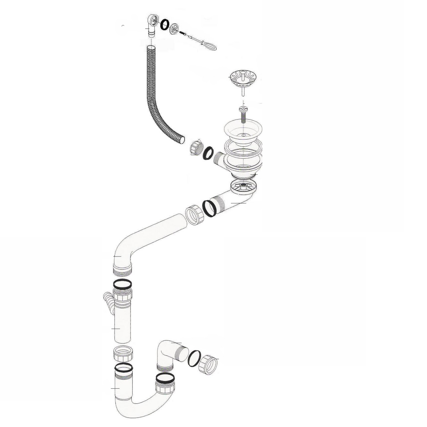 Vidage manuel gain de place CUIPD036 pour évier granit 1 bac