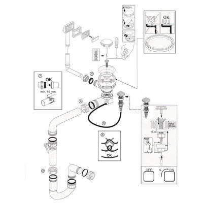 Vidage automatique 1 grand bac CUIPD198 pour évier SystemCeram CLEYA - Siphon gain de place