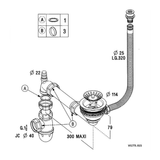 Vidage manuel chromé CUIPD237 pour évier granit 1 bac - Siphon gain de place