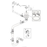 Vidage manuel 1 bac CUIPD245 pour évier inox Luisina VIBRATO - Siphon gain de place