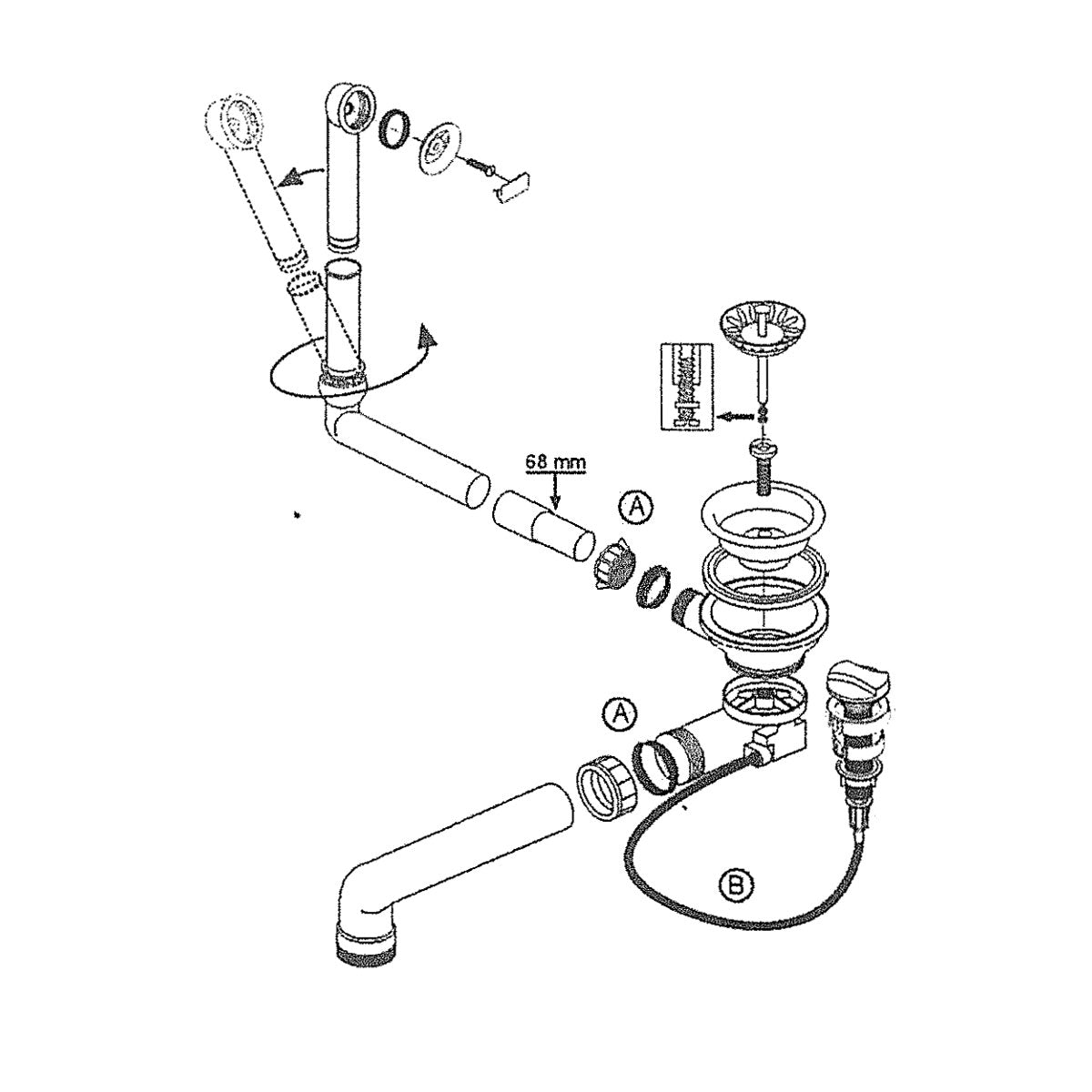Vidage automatique 1 bac CUIPD254 pour évier Villeroy & Boch ARCHITECTURA - Siphon gain de place